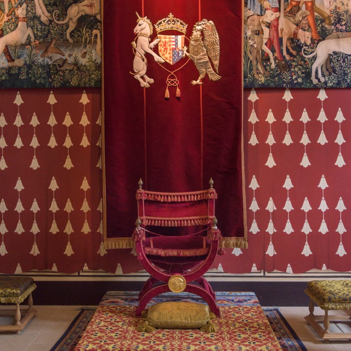 Throne chair in royal palace, Stirling Castle, Stirling, Scotland