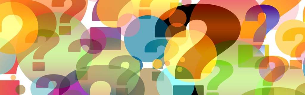 a colorful image made up of question marks